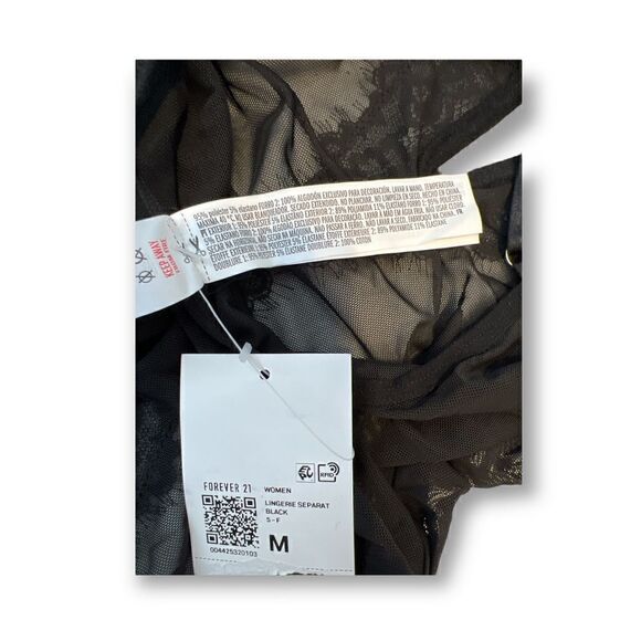 Forever 21 Black Lace Sheer Lingerie Thong Bodysuit Size Medium NWT - Picture 4 of 5